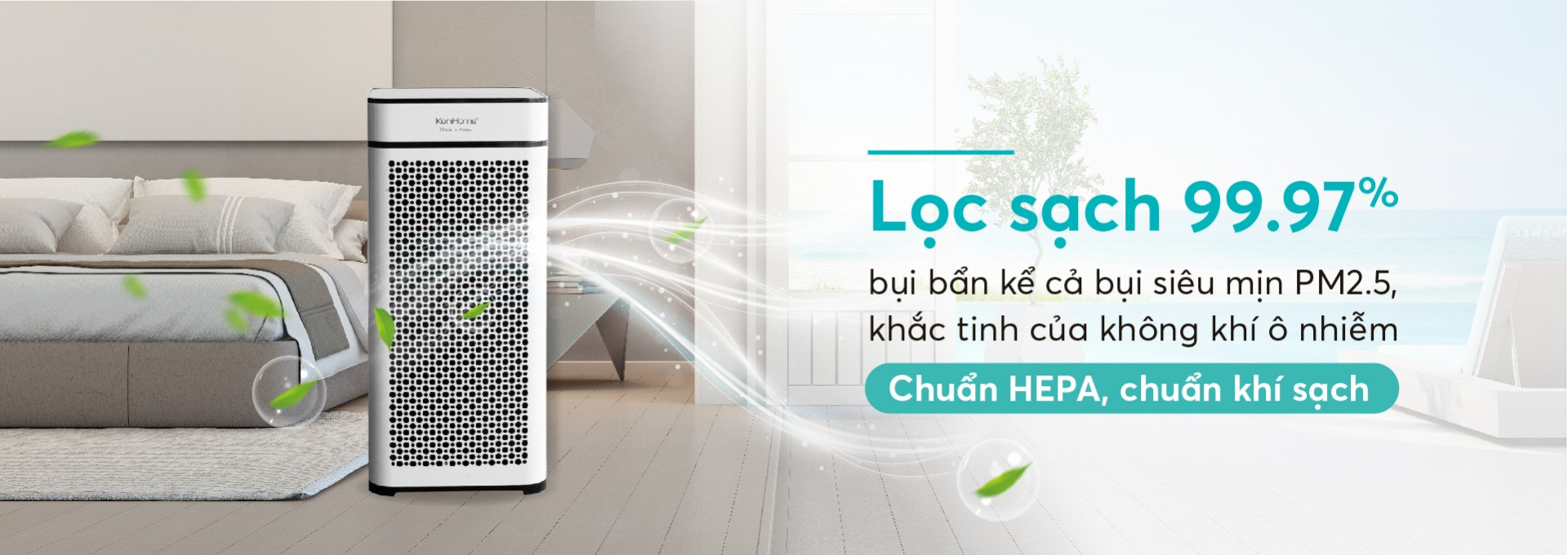 Máy lọc không khí Korihome loại bỏ 99,97% bụi bẩn